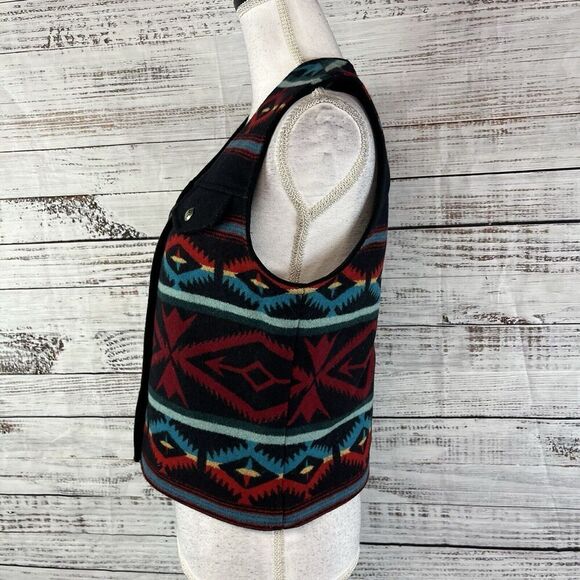 Pendleton Southwest Aztec Blanket Vest size Women Small Red Teal Wool Western - Picture 7 of 9